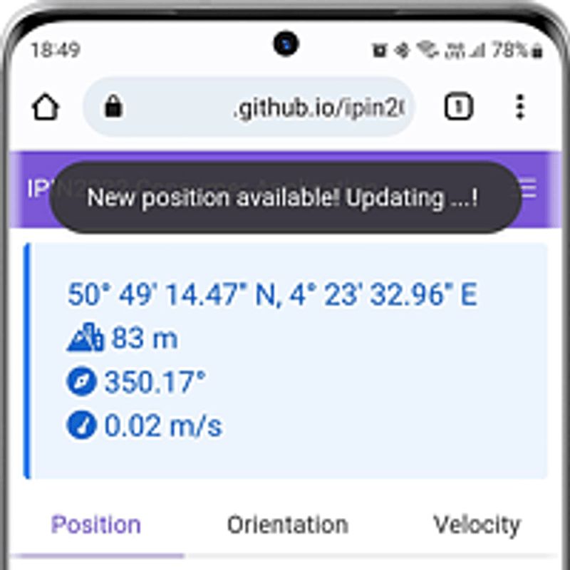 Mobile application showing position data retrieved from a Solid pod